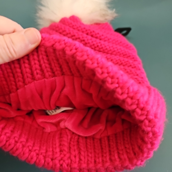 NWT Falls Creek Hot Pink Winter Hat Knit Beanie Insulated With White Pom Pom - Picture 4 of 6